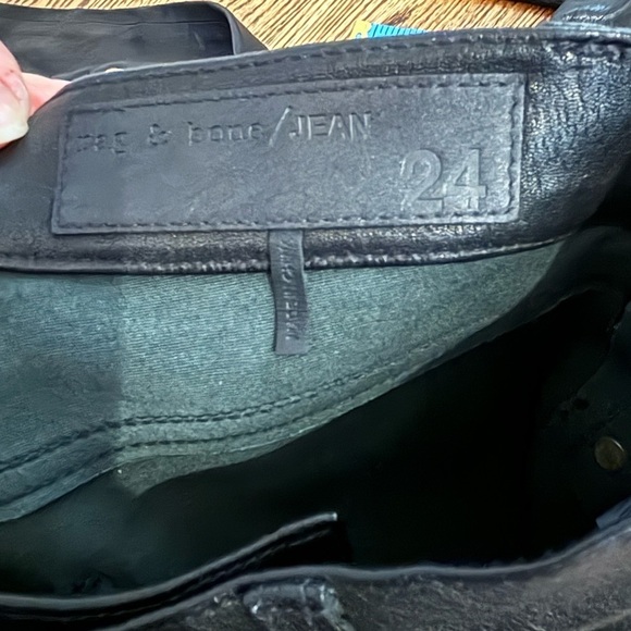 Rag & Bone | The‎ Leather Skinny Washed Black Sz 24 W1602L034 - Picture 2 of 7